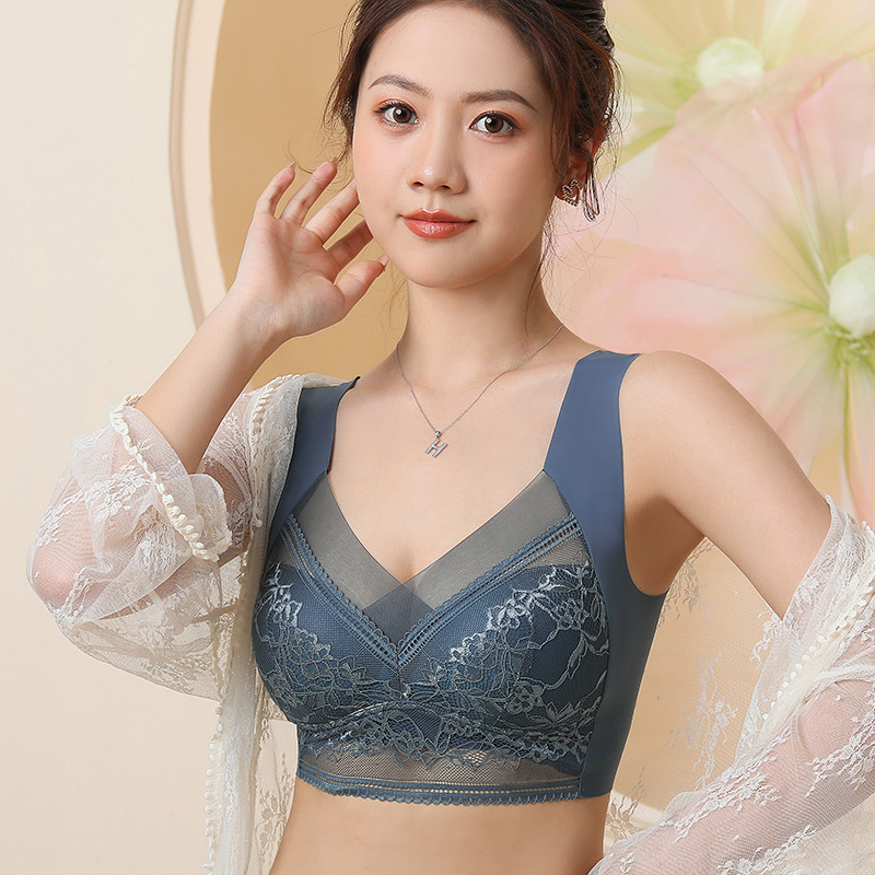 One-Piece Lace Fixed Cup Back Shaping Safety Wireless Bra plus-Sized Lace Princess Wrapped Chest Women's Tube Top