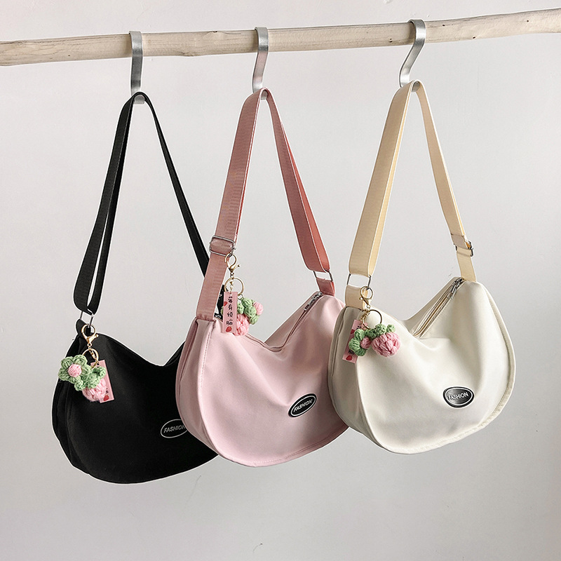 Spring Fresh Canvas Bag Large Capacity Women's Bag 2023 Popular New Fashion Dumpling Bag All-Match Shoulder Messenger Bag