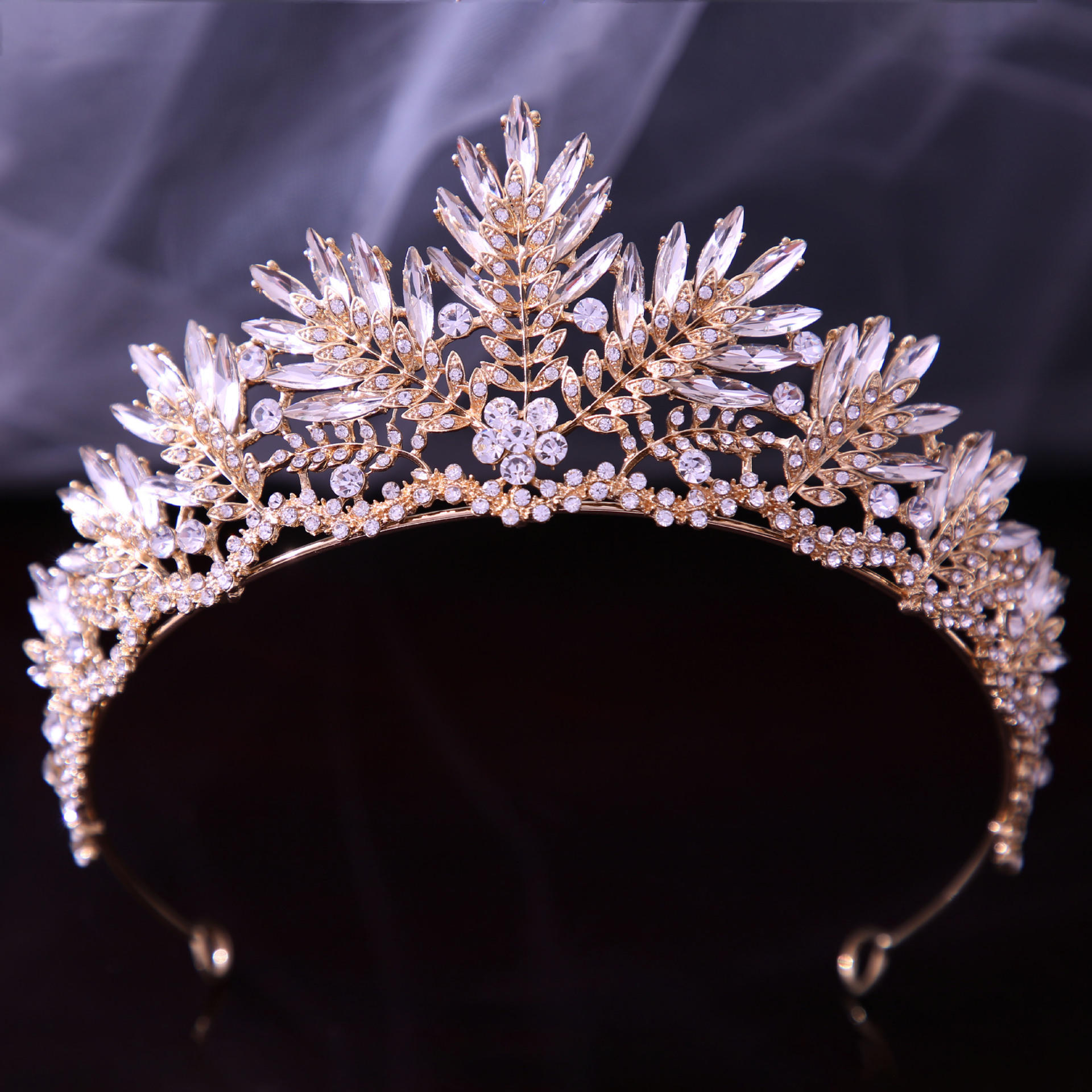 合金皇冠结婚头饰 王冠宴会晚会盘发头冠皇冠 舞会派对新娘头饰