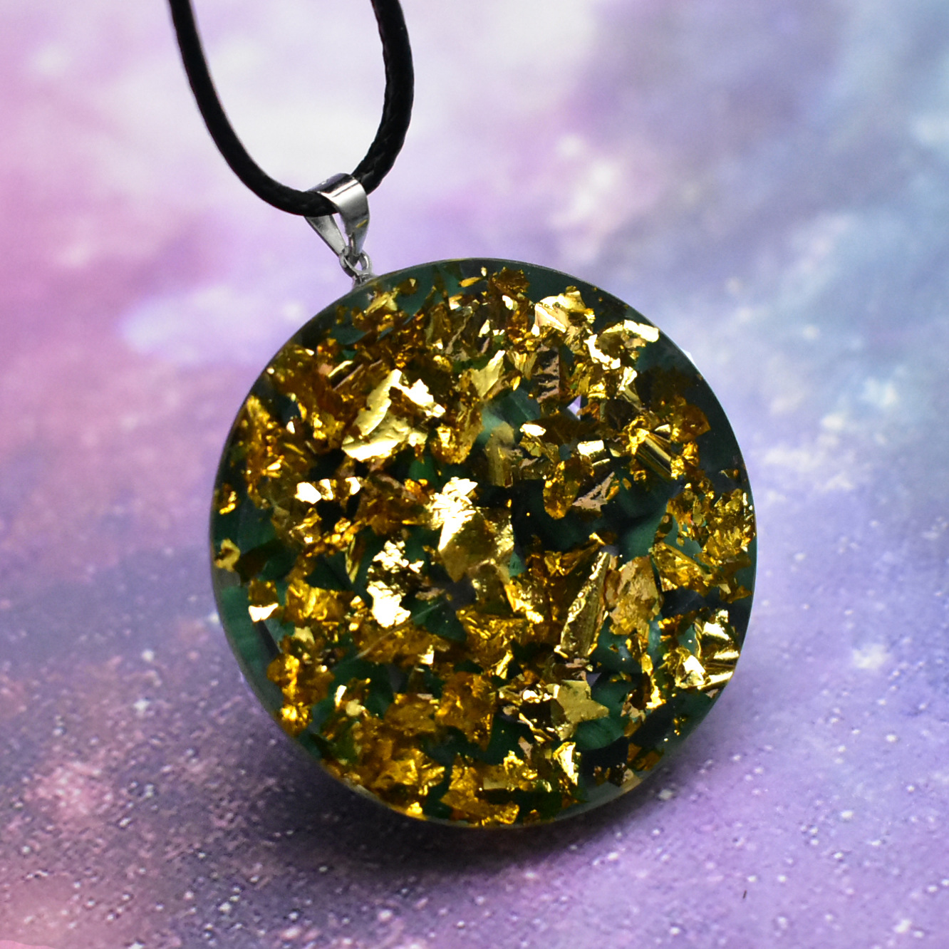 查克拉吊坠大天使符文天然水晶滴胶吊坠孔雀石碎石