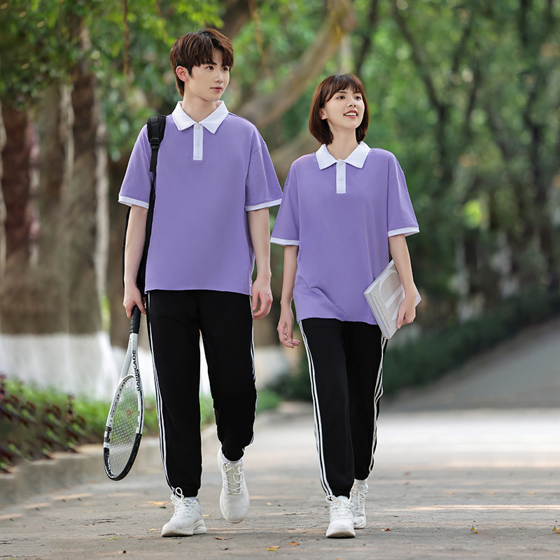 初高中班服夏季套装学院风短袖小学生六年级毕业照运动会校服