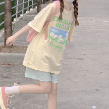 纯棉短袖T恤女夏季女装新款可爱小羊设计感宽松百搭学生韩版上衣