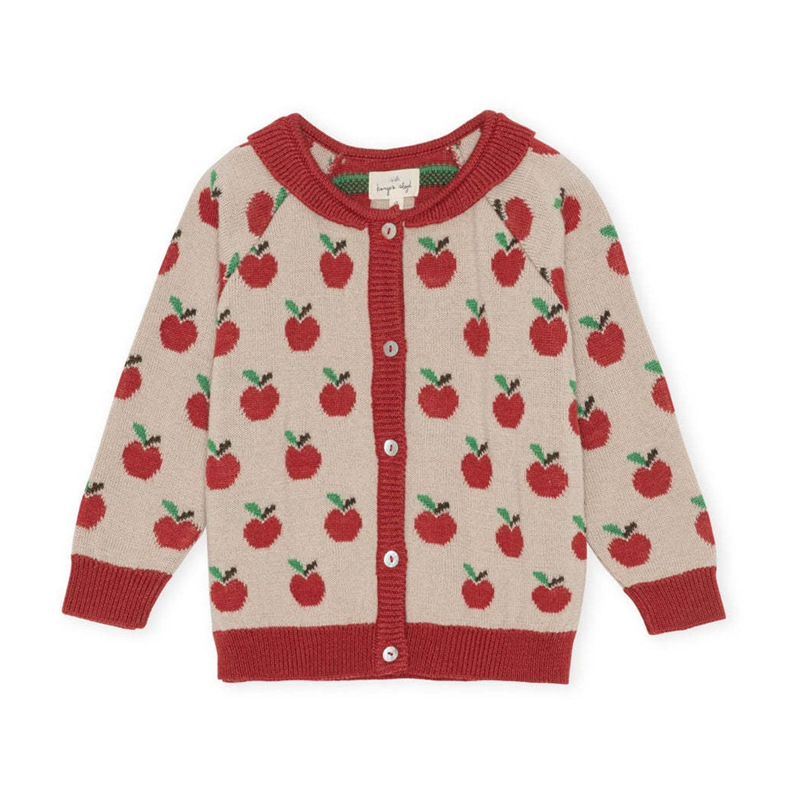 2022ks Girls' Cute Strawberry Knitted Cardigan Sweater Sequins Dress Skirt Outfit Cherry Cotton-Padded Coat