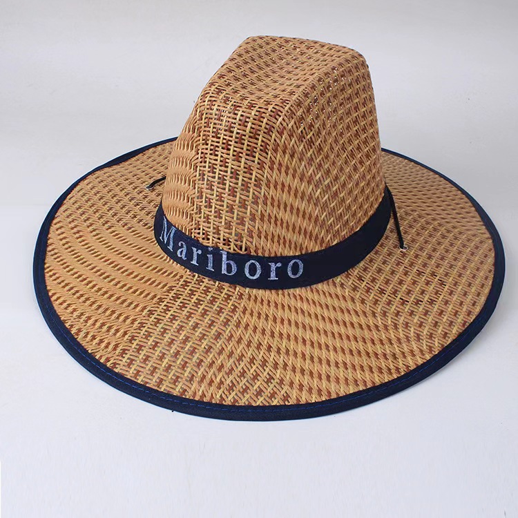 Summer Men's Top Hat Western Cowboy Sun Hat Farmer Straw Hat Sun Protection Fishing Cap Bucket Hat Printable Logo