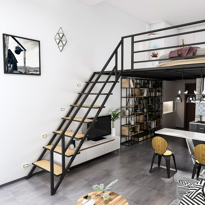 铁艺阁楼店铺隔层公寓复式二楼高架床仓储平台货架楼阁床吊床