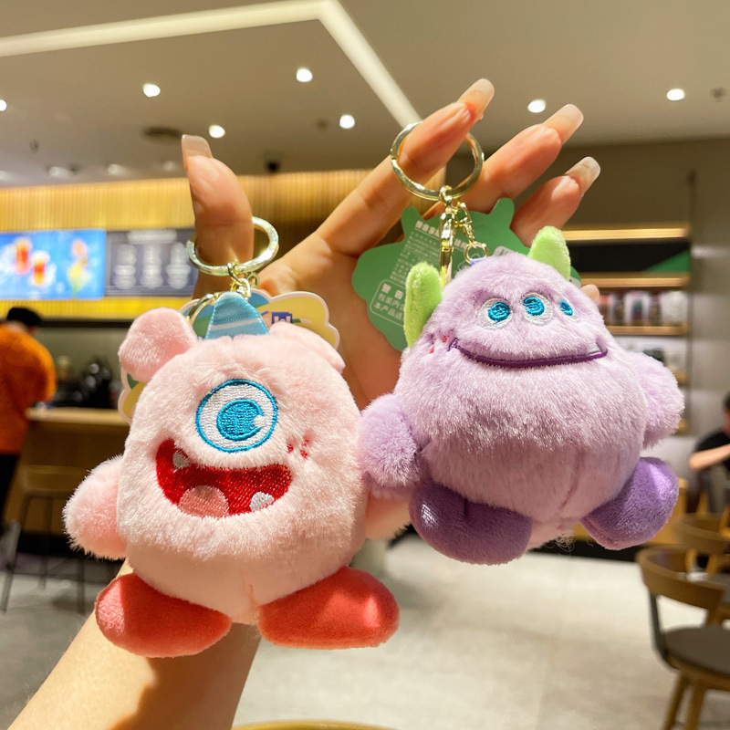 Monster Family Keychain Plush Toys Wholesale Doll Schoolbag Pendant Cartoon Mini Little Doll Ornaments