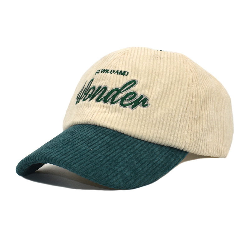 Foreign Trade Autumn and Winter New Ins Korean Style Color Matching Corduroy Baseball Cap Female Letter Embroidery Lovers Wild Peaked Cap