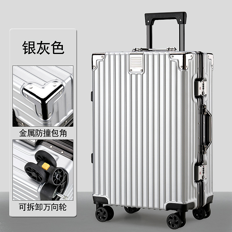 New Aluminium Frame Luggage Thick Tough Aluminum Alloy Luggage for Working Students Password Suitcase Universal Wheel Boarding Bag