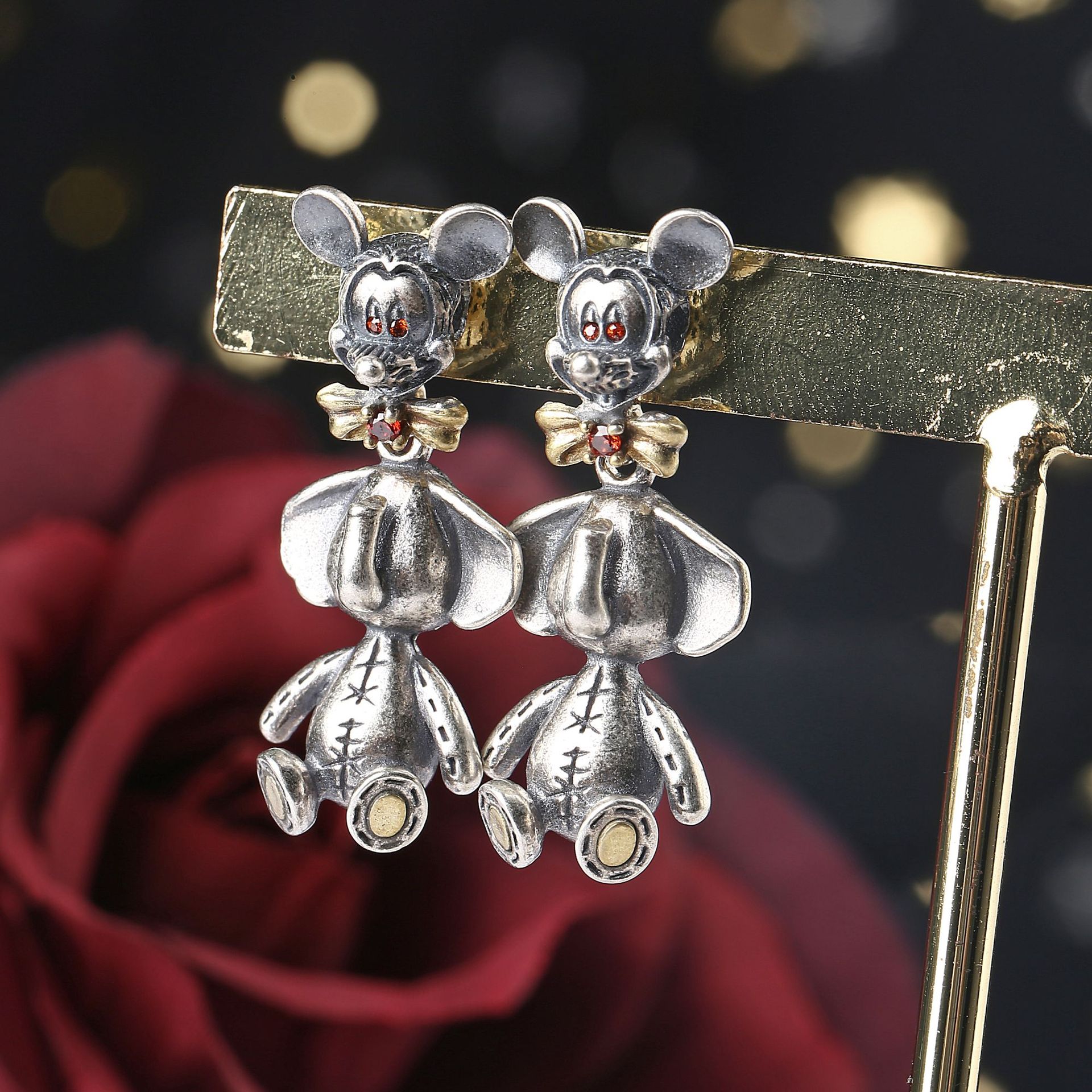 布偶米奇象耳钉 新款创意个性配件 diy手工