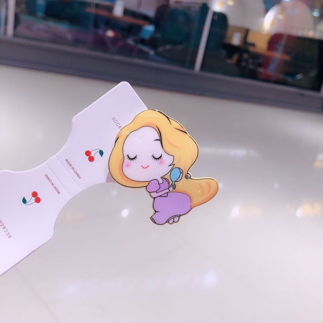 q版女童美人鱼发夹 可爱公主亚克力发饰艾莎灰姑娘头饰刘海夹边夹