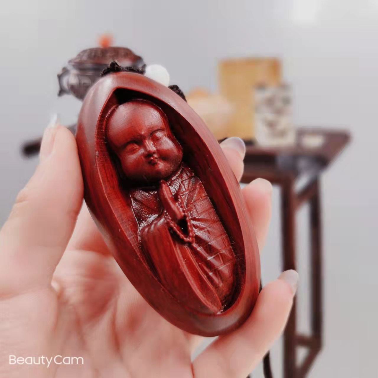 红木木雕手把件小件红酸枝木雕小佛童子木质工艺品不带绳-阿里巴巴