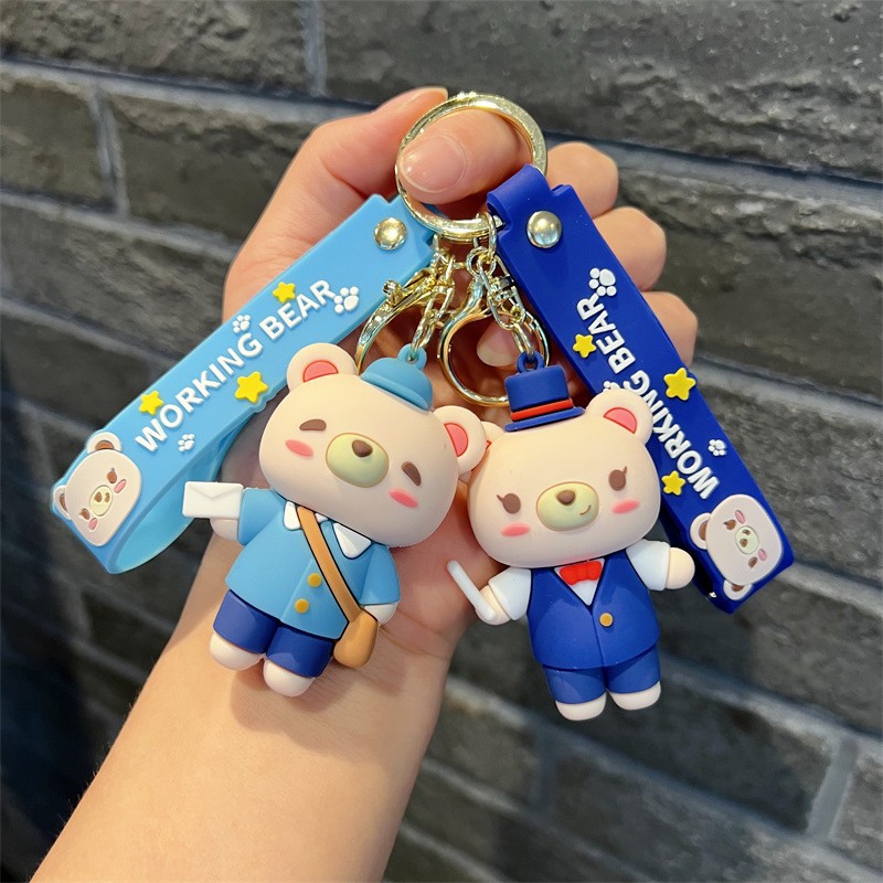 Creative Genuine Work Bear Keychain Cute Talent Bear Magic Bear Chef Bear Key Chain Men and Women's Pendants