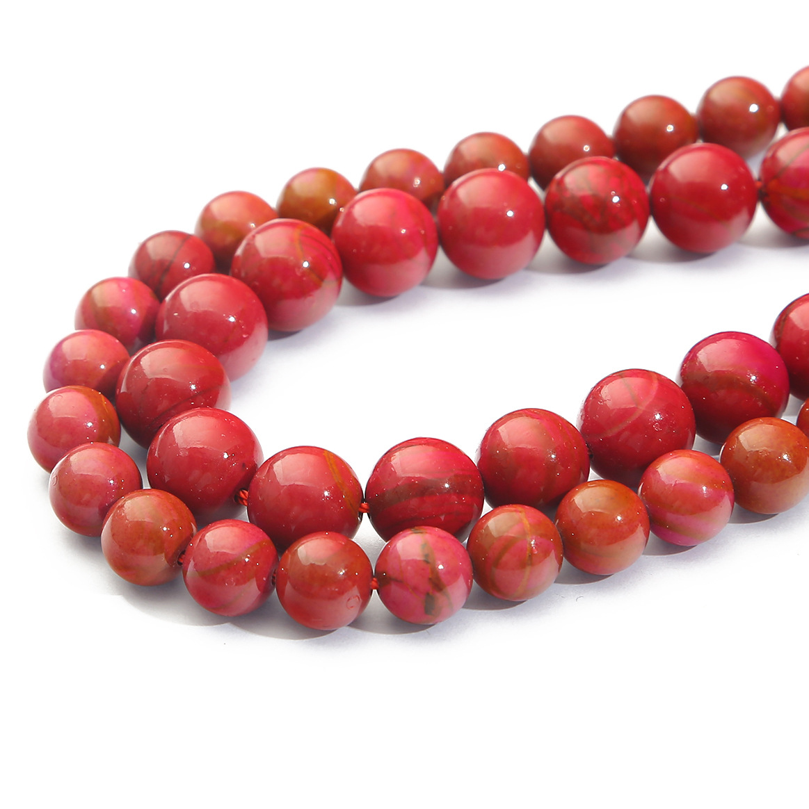 天然加色红金石圆珠石手串 手链 项链diy手工 配件材料