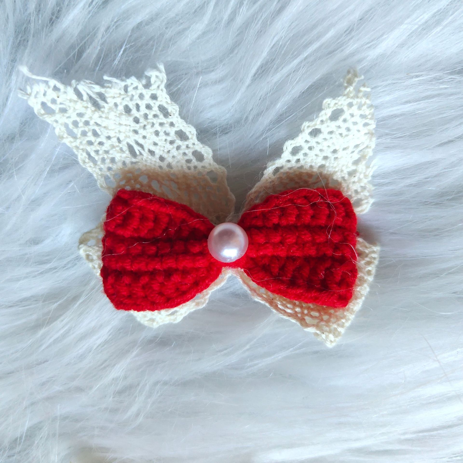 宁宁手工纯手工钩织淑女蝴蝶结发夹一字夹侧边夹年款爆款毛线发夹