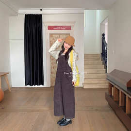 【You Think】十三行时尚通勤休闲复古显瘦遮肉灯芯绒百搭背带裙