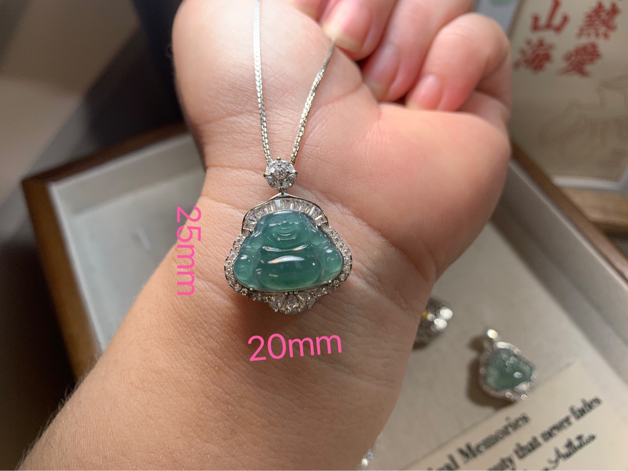 蓝水a货翡翠佛公吊坠 s925银镶嵌 国潮风吊坠 直播货源小红薯同款