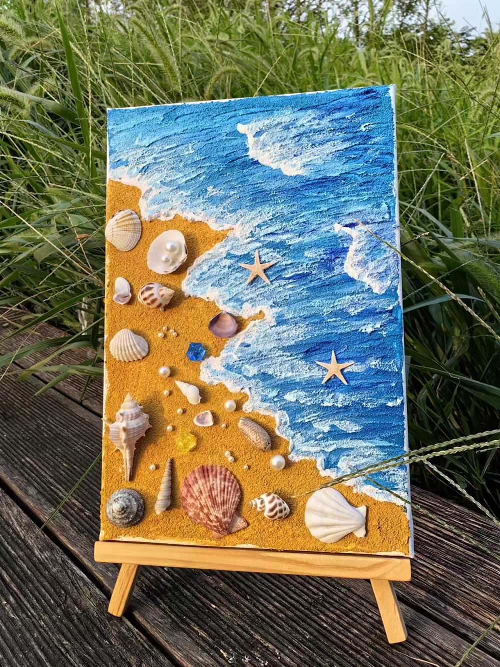 90108人付款淘宝西贝家沙滩贝壳肌理画diy材料小尺寸儿童手工石英