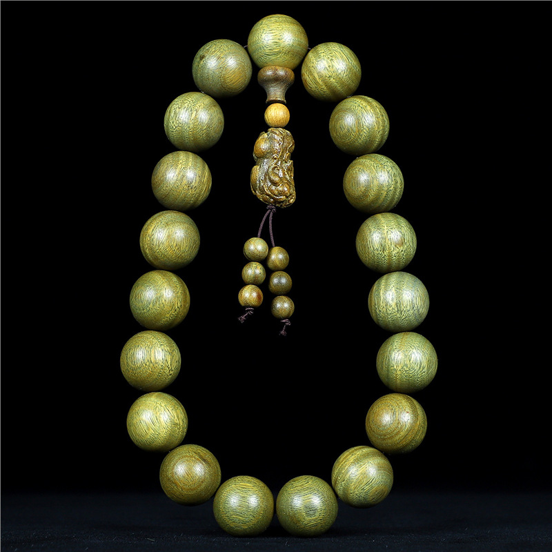 批发木鱼和善阿根廷绿檀百年老料20mm佛珠19颗手持貔貅佛手精品车