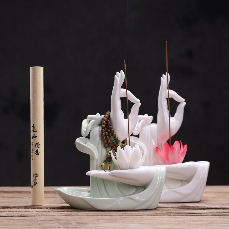 禅意紫砂佛手倒流香炉檀香炉家用室内香薰炉大号茶道创意摆件抖音