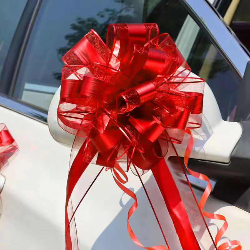 Wedding Car Decoration Door Handle Lazy Bow Large Latte Art Handmade Flower Ribbon Wedding Room New Car Layout