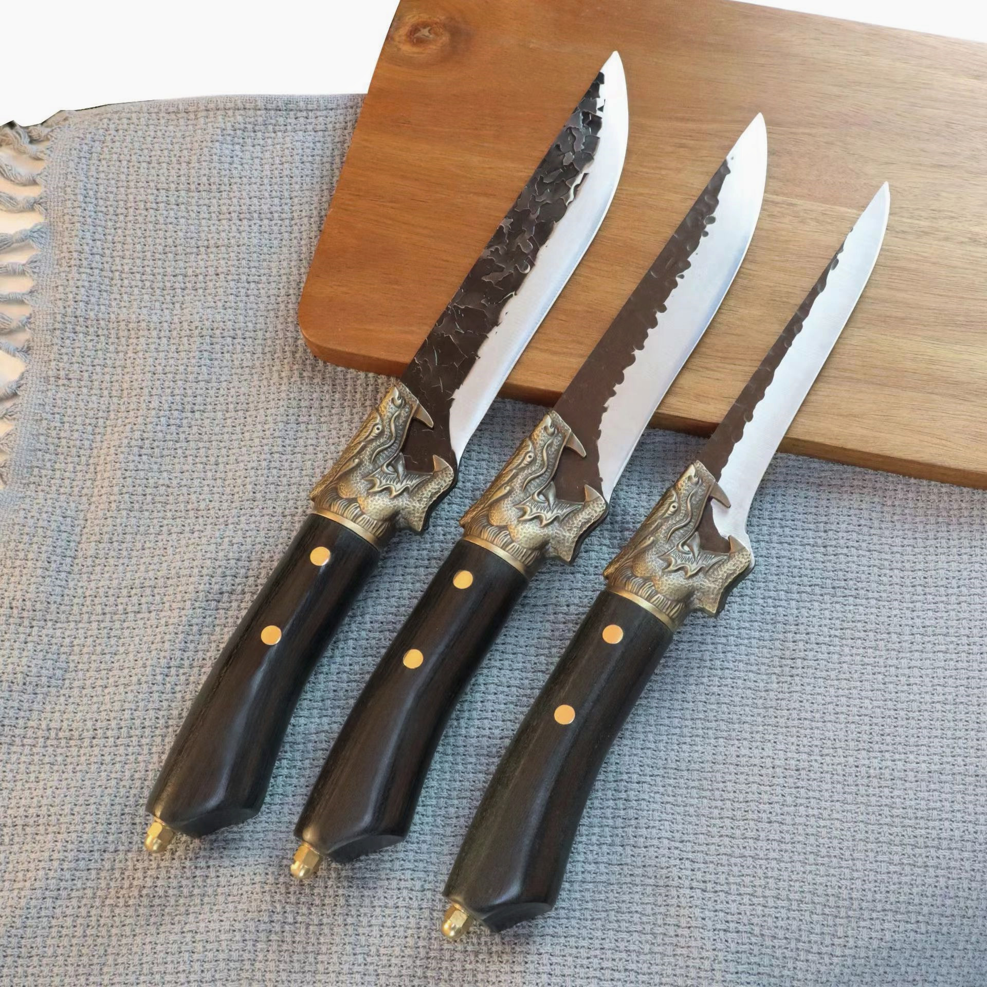 锻打锤纹刀具菜刀厨师专用剔骨刀分割不锈钢厨具屠宰龙头新款直销