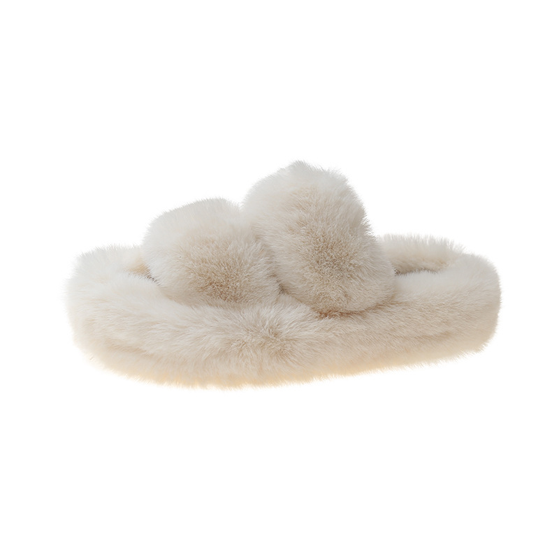 Super Warm! Korean Style Candy Color Fluffy Slippers Pairs of Peep Toe Shoes Home Daily Platform Plush Shoes