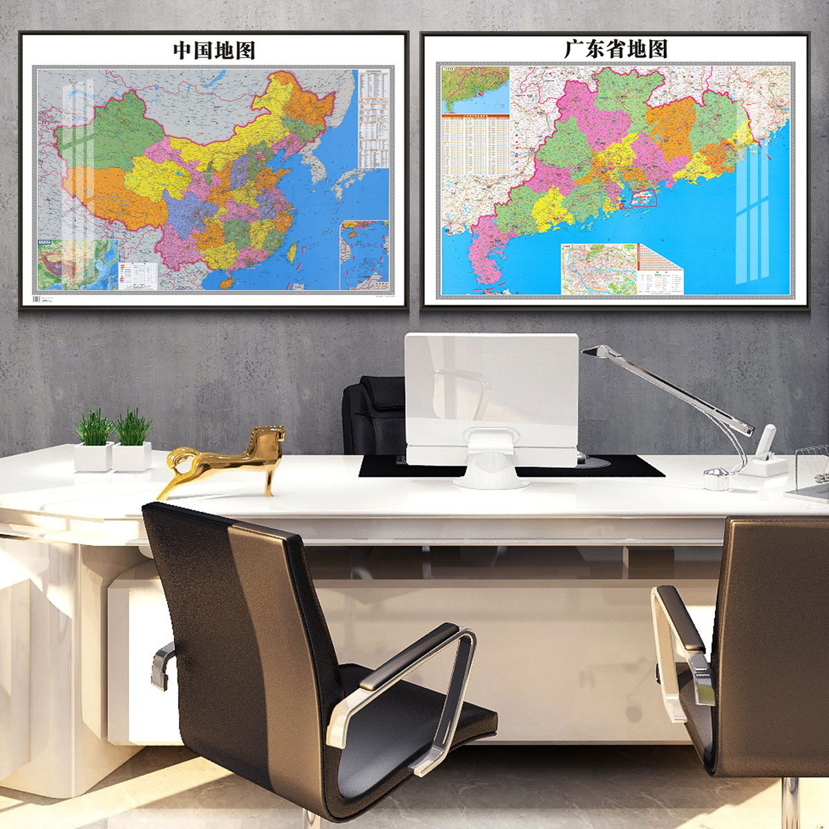 2022年新版地图挂图磁吸标记地图深圳地图壁画办公室挂画