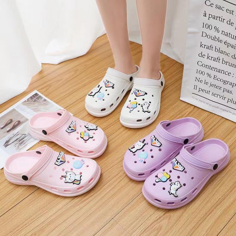 Summer Platform Coros Shoes Jelly Beach Shoes Girl Garden Student Flat Non-Slip Closed-Toe Slippers Another Female