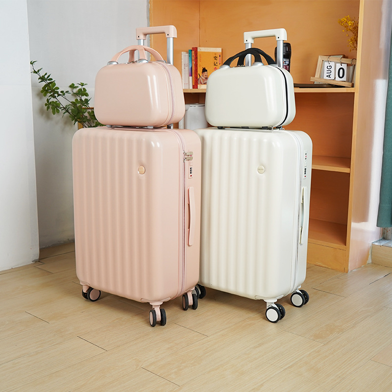 Luggage 24-Inch Multi-Functional with Cup Holder Password Suitcase Female Mute Universal Wheel Student Trolley Case