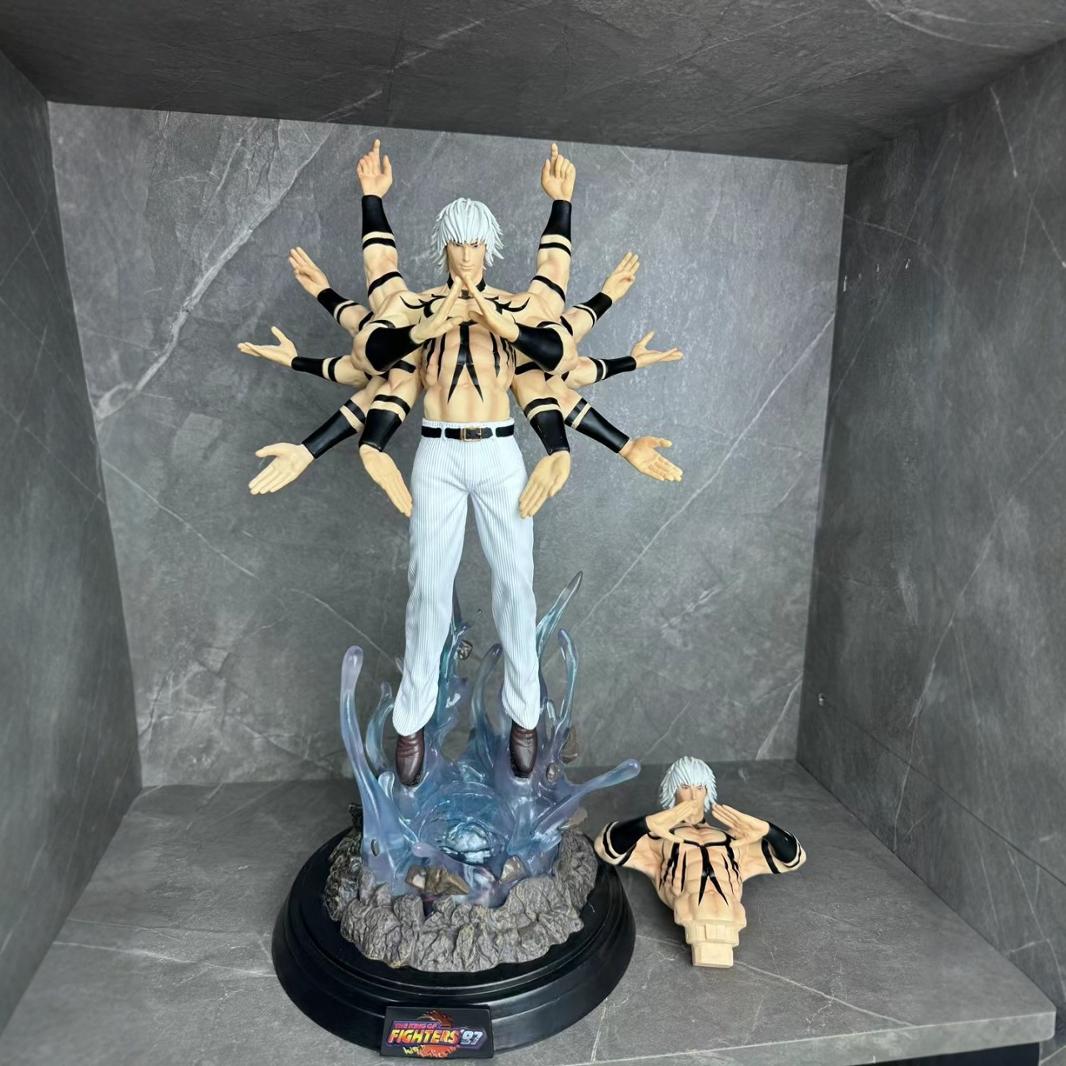 动漫拳皇97太阳神大蛇手办雕像模型摆件 底座可发光 带半身像替换