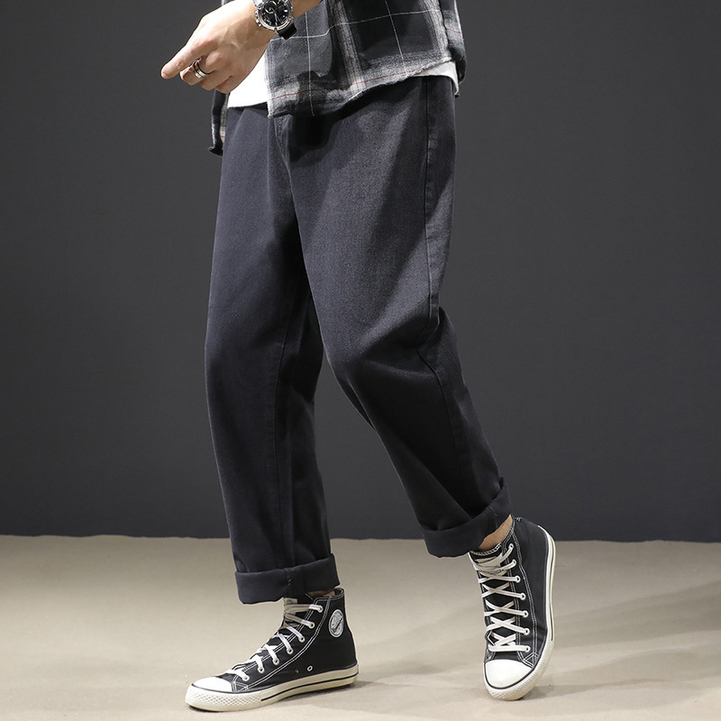 扬州博涛新款春夏季粗腿大裤脚宽裤腿牛仔裤男直筒宽松大脚长裤阔