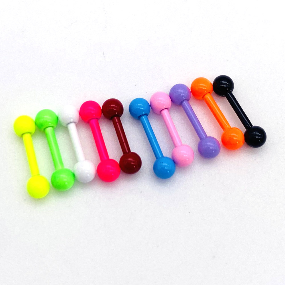 Cross-Border Hot Sale Paint Ear Bone Stud Multi-Color Stainless Steel Barbell Stud Earrings Body Piercing Jewelry