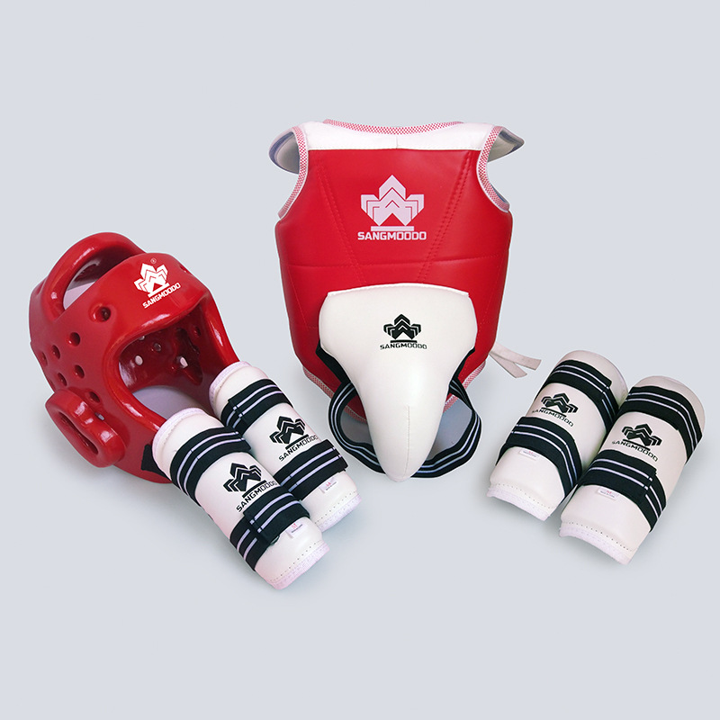 跆拳道用品护具五件套儿童护头护胸护腿防护实战比赛型加送护具包