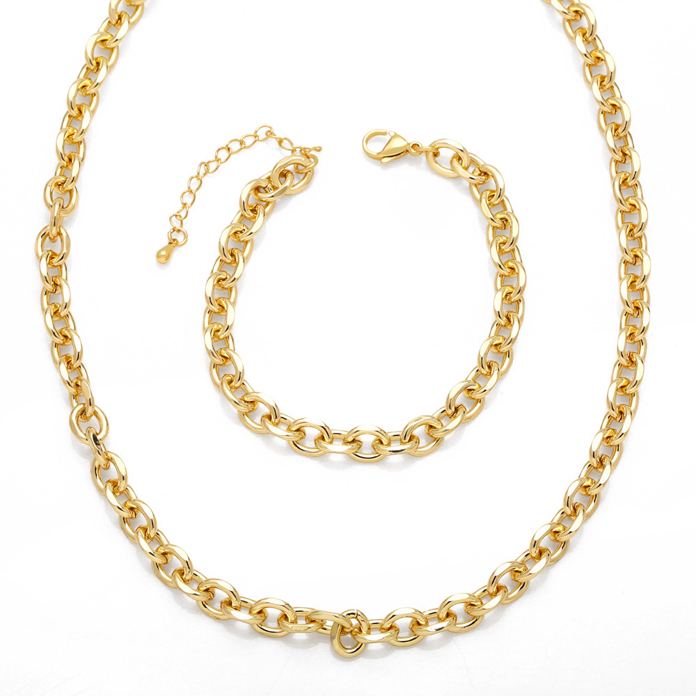 跨境热销粗链子项链女男潮嘻哈卫衣链子配饰铜镀18k金项链nkb640