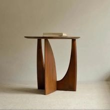 北欧圆形实木边几几何设计师角几黑色简约茶几沙发边桌卧室床头桌