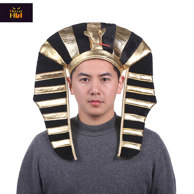 外贸化妆舞会帽子万圣节派对装饰道具cosplay金丝布埃及法老帽
