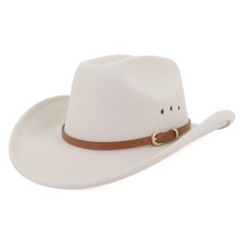 亚马逊速卖通跨境新款西部牛仔帽毛呢礼帽大檐帽少数民族风爵士帽