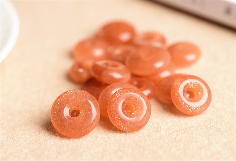 久雅水晶 天然太阳石平安扣坠子 橙色月光石平安扣吊坠 厂家直销