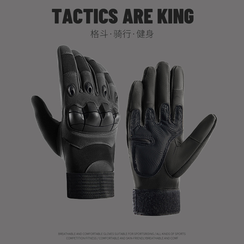 Tactical Gloves Men's Soft Shell Protective Long Finger Sports Training Touch Screen Fighting Non-Slip Outdoor Military Fan Riding Gloves Men