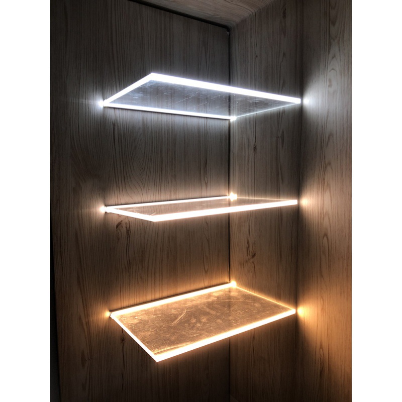 led玻璃层板灯夹8-10mm卡槽12v发光线条灯感应酒柜展柜隔板灯带条