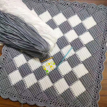 格子坐垫材料包手工diy编织椅子沙发垫粗轻体冰丝线自制手编线