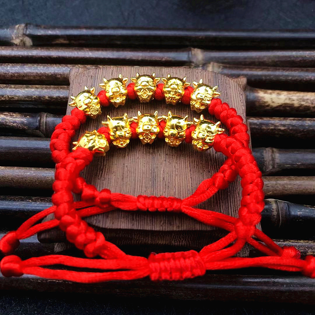 本命年五福牛红绳手链转运招财生肖手环可调牛年情侣闺蜜手饰批发