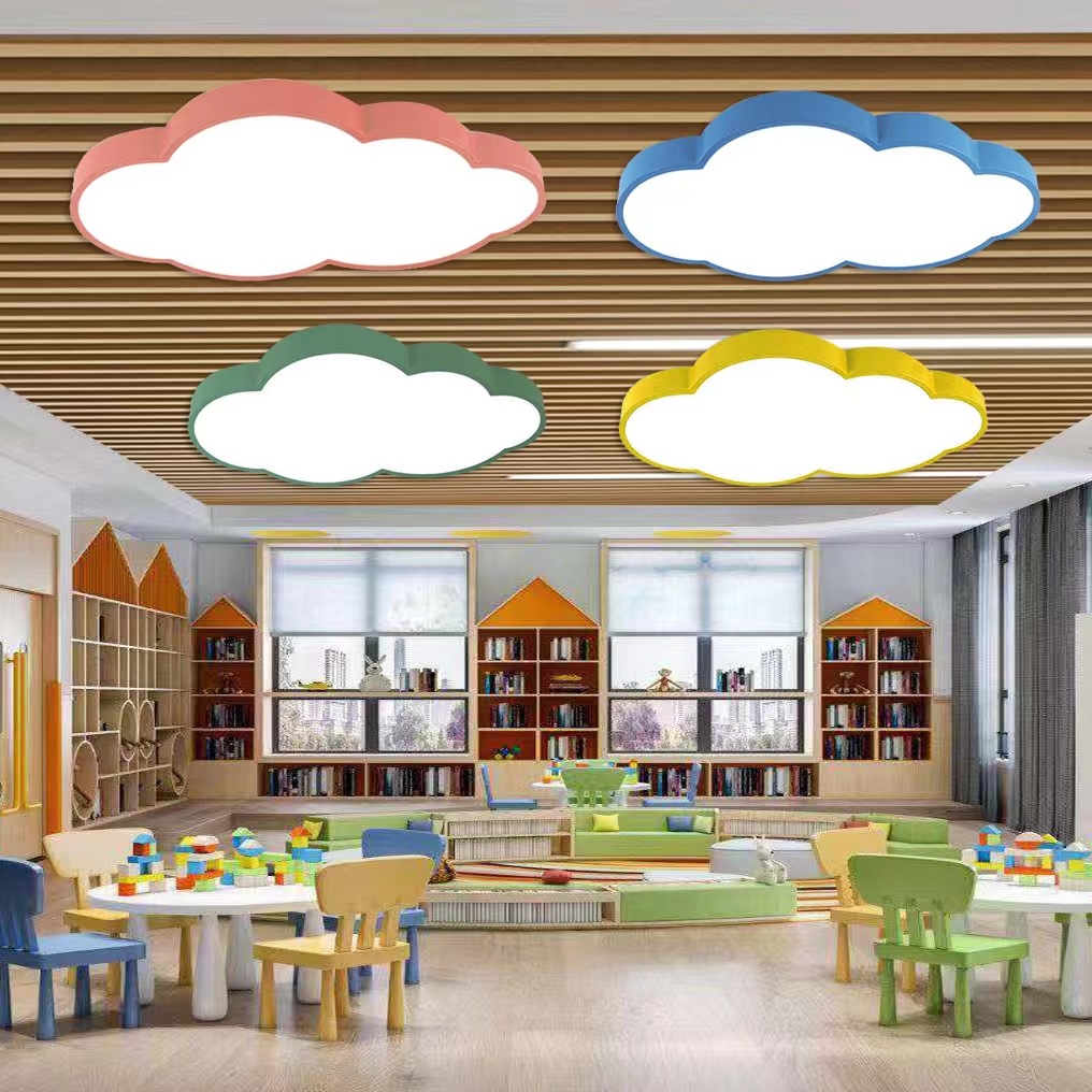 幼儿园云朵吸顶灯蓝色教室过道吊顶灯早教前台大厅白云造型灯