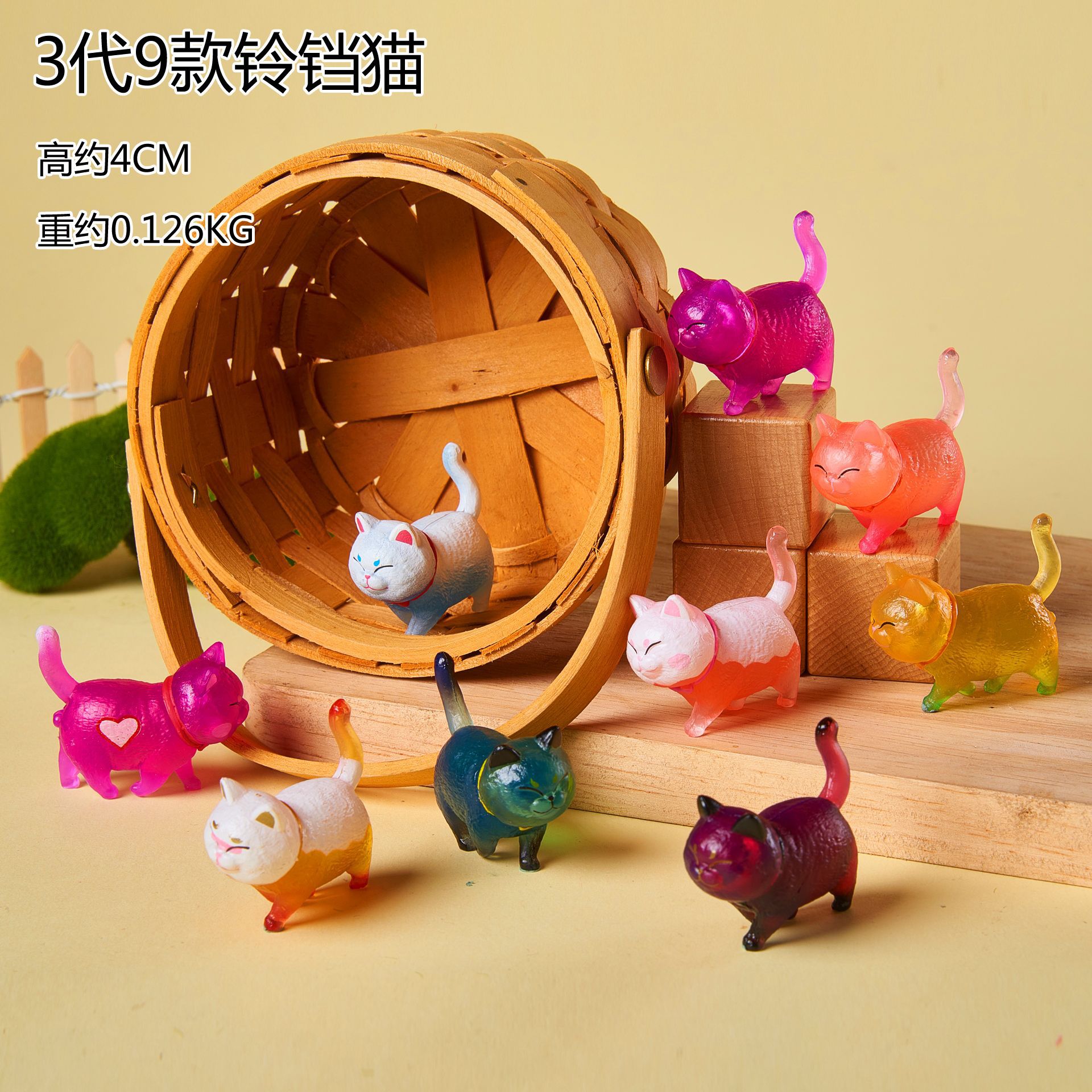 Bell Cat Hand-Made 9 Animal Mini Crystal Cat Toys Cake Baking Decoration Cute Car Ornaments