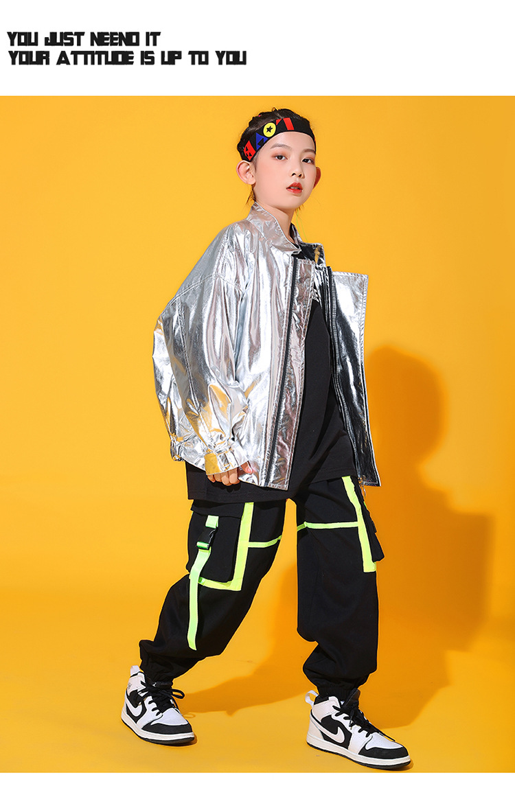 元旦儿童表演服装嘻哈街舞演出服秋冬男童爵士舞亮面舞台走秀炫酷