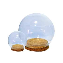 批发圆球形水晶球玻璃球罩粘土手工人偶软陶手办软木塞防尘摆件