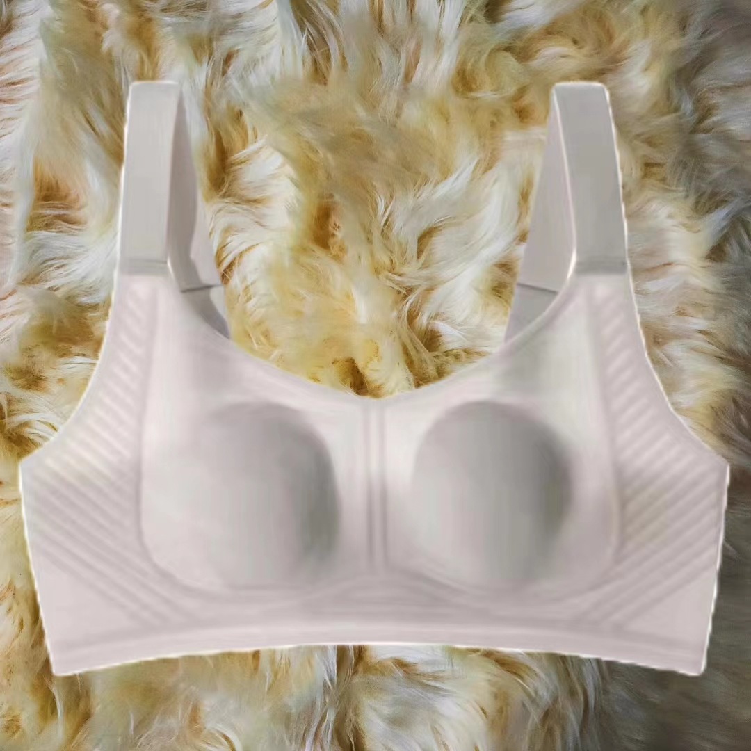 Breasts Contracting Bra Female Thin Section Traceless Rabbit Ears plus Size Chest Reduction without Wire Accessory Breast Push up Anti-SAG Bra