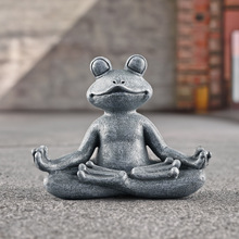 跨境新品冥想打坐瑜伽青蛙雕像树脂摆件田园花园装饰仿真动物摆件