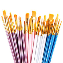 亚马逊10支油画笔套装 珠光蓝塑料杆美术水彩水粉绘画笔刷 油画笔