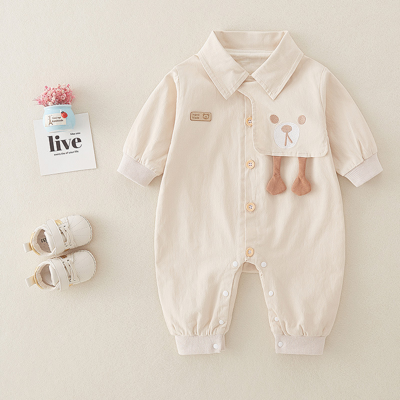 Baby Spring Clothes Male Baby Clothes Super Cute Western Style One-Piece Romper Spring and Autumn 3 Months Romper Cute Going out Rompers